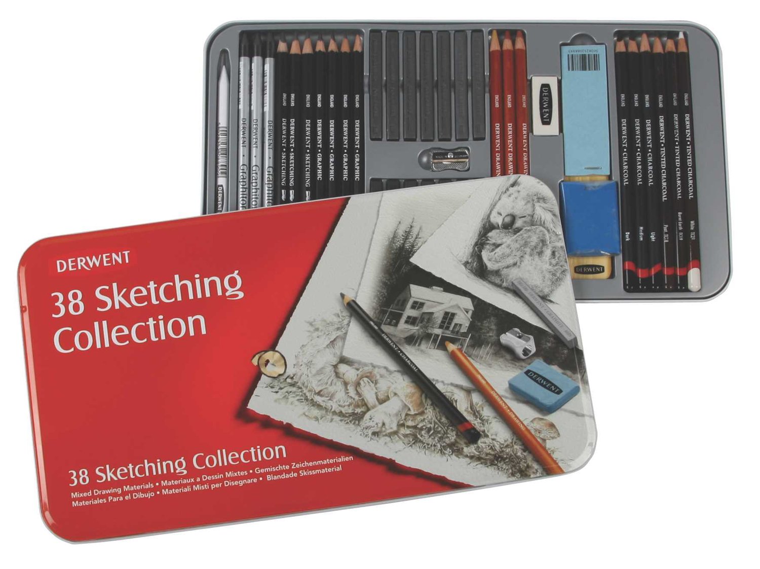 Derwent Sketching Collection, Metal Tin, 38 Count (34307