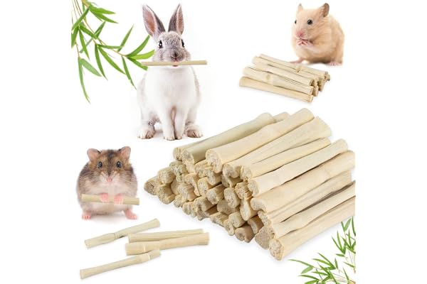 Sukh 240g Rabbit Chew Sticks - Natural Sweet Bamboo Chew for Small Animals | Sweet Bamboo Sticks, Teeth Grinding Treats & Chew Toys for Bunny, Hamster, Rat, Guinea Pig, Chinchilla, Gerbil, Pet Essential