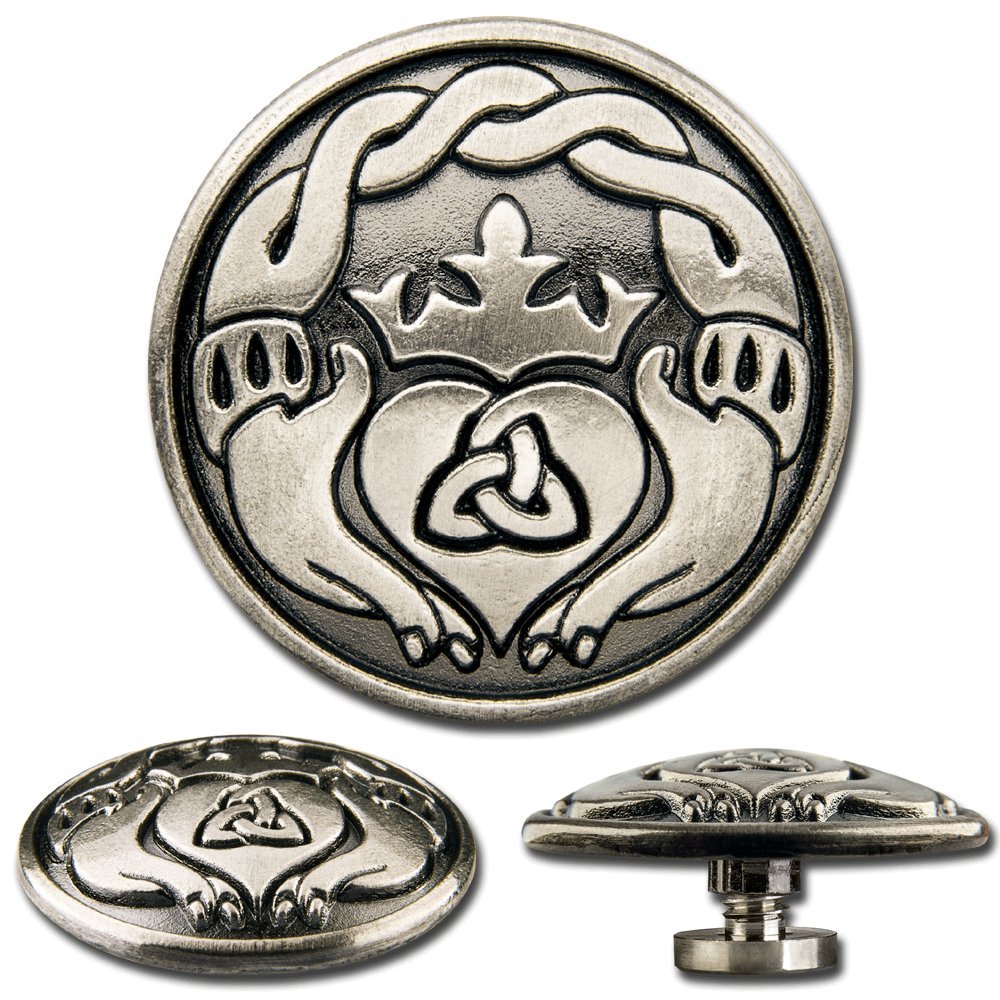 Celtic Concho screw decorative rivet, screw rivet, Calddagh no. 1.