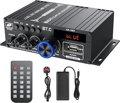 LiNKFOR Bluetooth 5.0 Stereo Amplifier 40W+40W USB SD AUX RCA Remote LCD