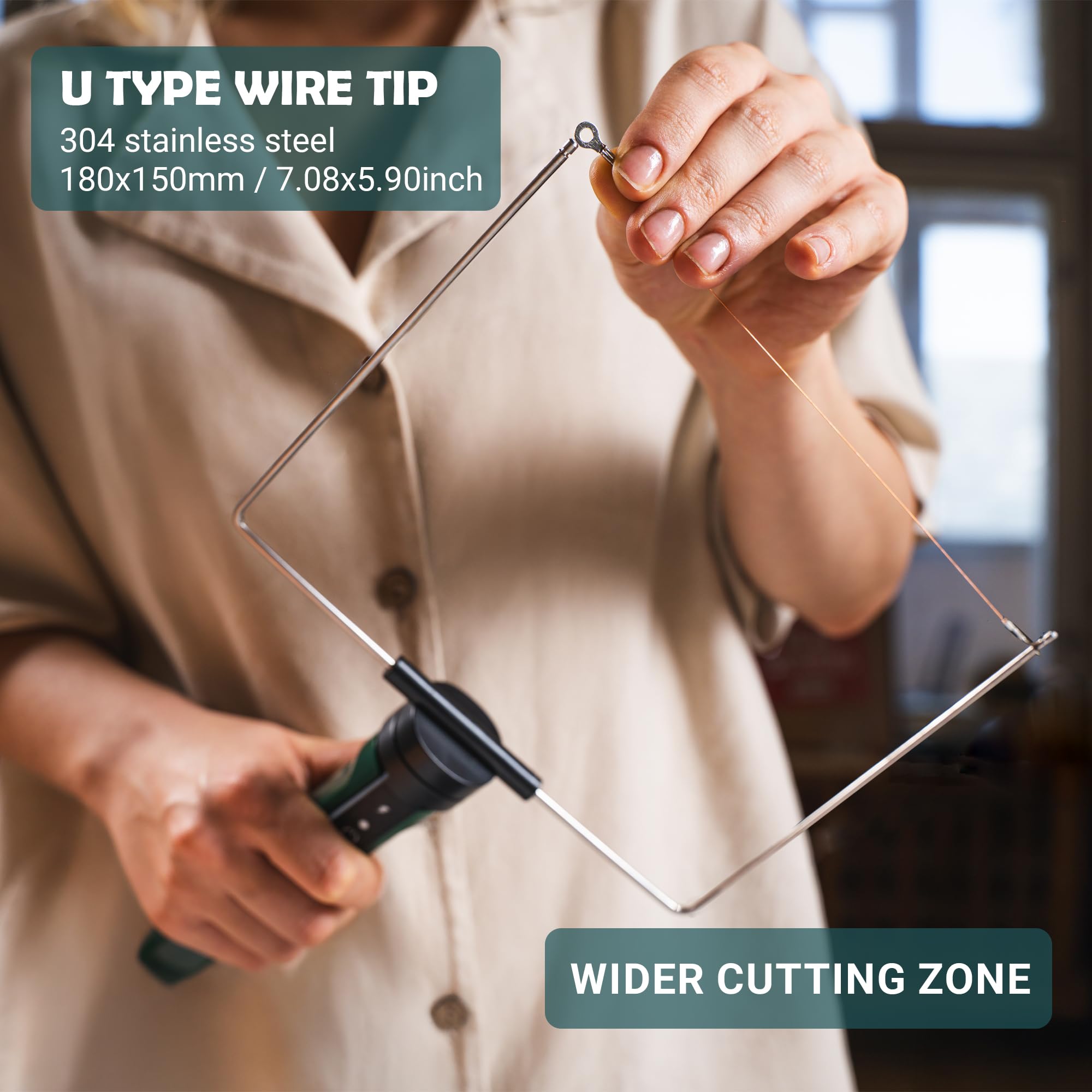 WINONS Styroporschneider Heißdrahtschneider mit Temperaturregler, WFC0010 Styropor Schneider mit 450 °C max Temp. und Breitere Schneidezone, Heißschneider mit Deutschen Standards (15er-Set) 3