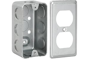 XGGYA Box Cover Set,Galvanized Steel,4"×2" Electrical Outlet Boxes and Outlet Covers for Duplex Receptacle,8×1/2'' in Side and 2×1/2'' in Bottom Knockouts,Thickness 1.6mm Handy Box,Drawn Construction