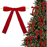 12pcs Red Velvet Ribbon Bows for Christmas Tree 1'' Width Velvet Christmas Bows with Twist Ties for Garland Wreath (Red)