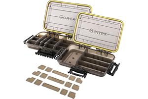 Gonex 3600 Tackle Trays 2 Packs, Sun Protection Waterproof Tackle Boxes for Fishing, Tea-Colored Clear Thicker Airtight Tackl