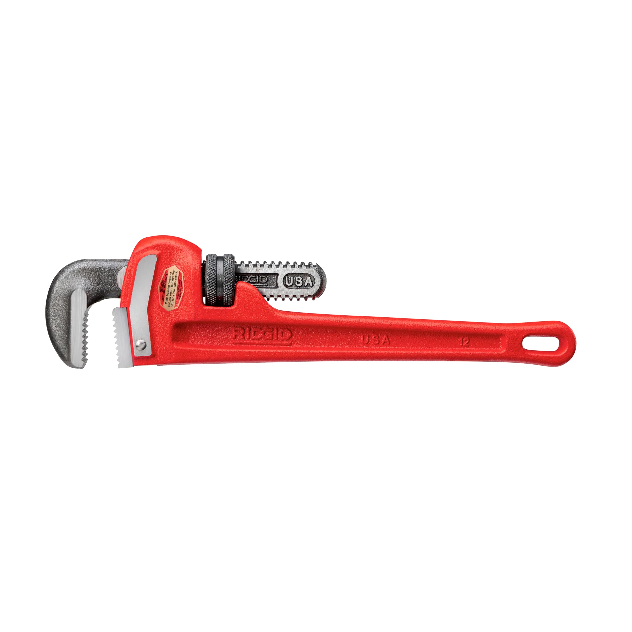 RIDGID 31015 Heavy-Duty Straight Pipe Wrench, 12" Sturdy Plumbing Wrench with Self Cleaning Threads and Hook Jaws, Red, Small (Pack of 6) Image