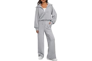 AUTOMET Womens 2 Piece Outfits Long Sleeve Sweatsuits Matching Sets Half Zip Sweatshirts with Wide Leg Sweatpants