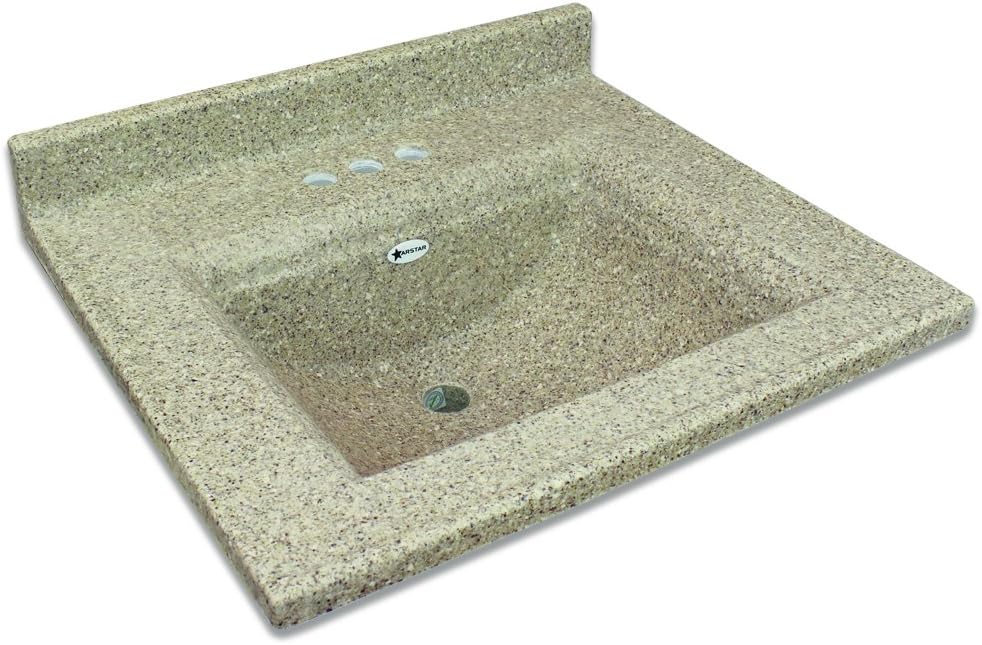 Transolid Camila2237-L Camila Cultured Marble 4-in Centerset Single-Bowl Vanity Top, 37-in X 22-in, Latte