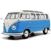 Solido 1:18 Scale Volkswagen T1 21 Windows Baby Blue/White 1962 Diecast Model Car S1813401