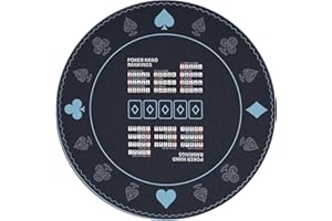AQQA 47-Inch Round Poker Table Mat with Hand Rankings - Waterproof & Durable Texas Hold'em Mat, Foldable Poker Game Mat for Home Games, Tournaments, Card Nights (Foldable Design)