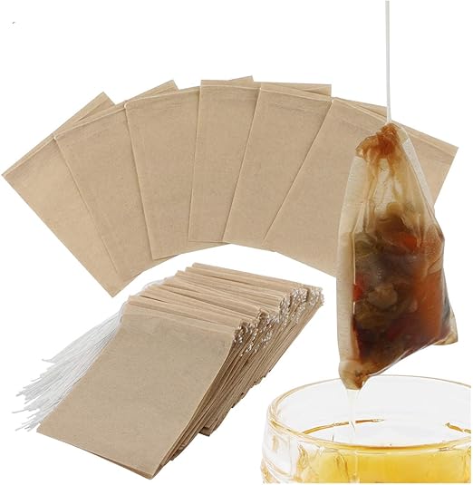300PCS Tea Filter Bags, Disposable Paper Tea Bag with Drawstring Safe
