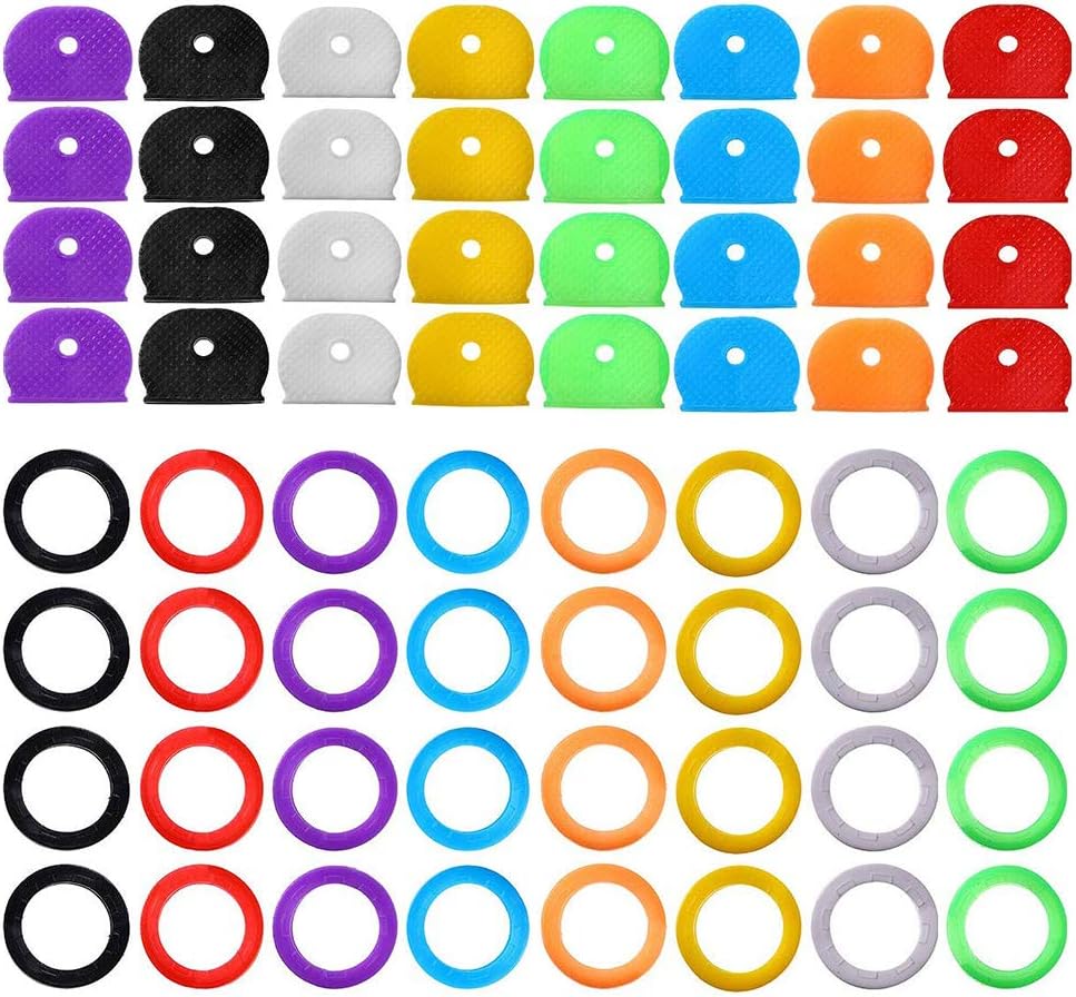 64pcs Key Cap Cover, BetterJonny Colorful Rubber Flexible Key Covers Key Identifier Tag Covers
