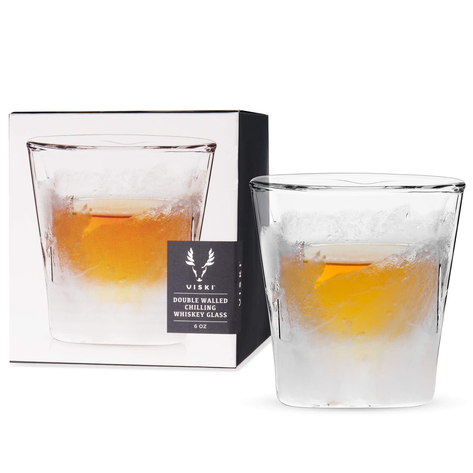 Viski 7335 Raye Double Walled Chilling Whiskey Glass, Multi-Colour