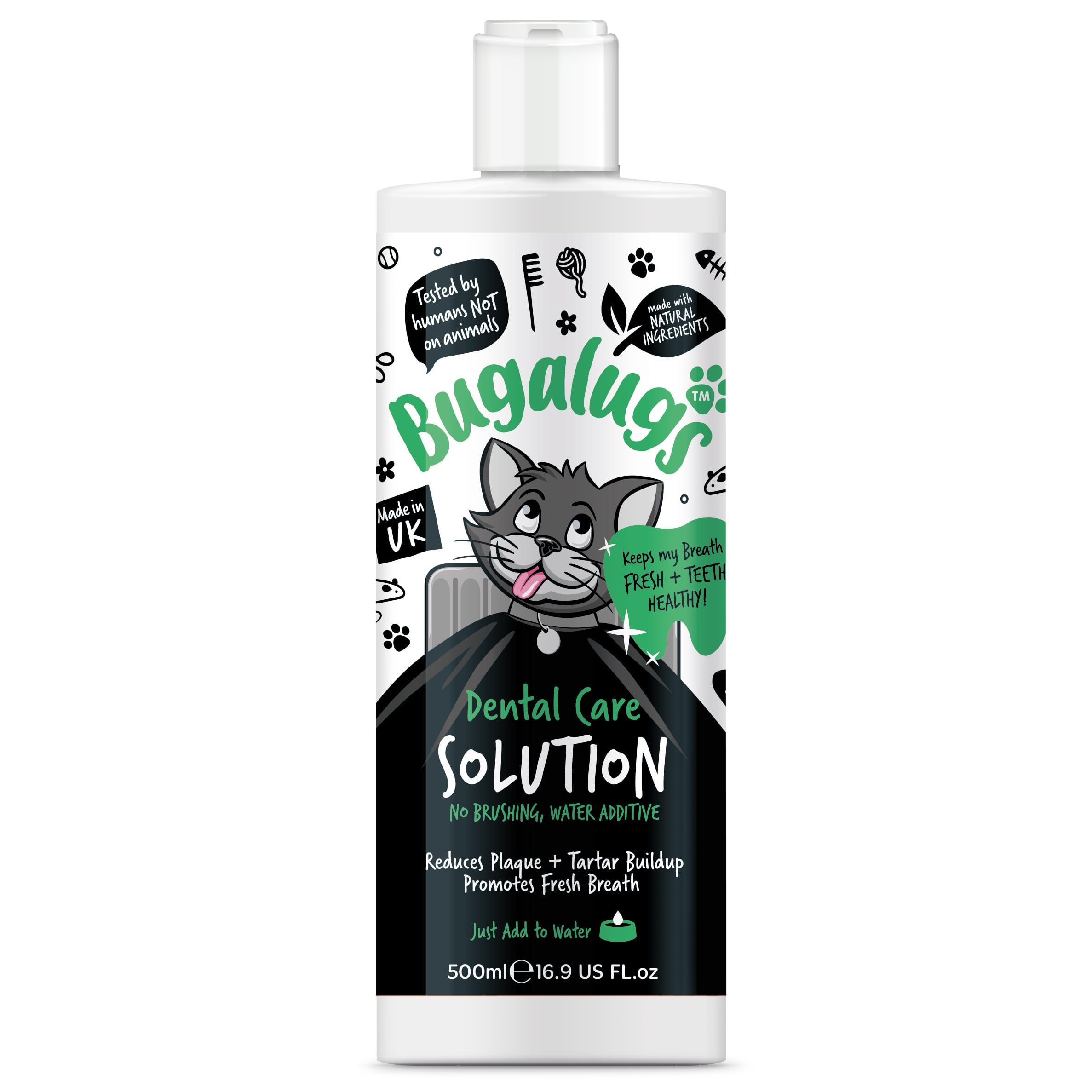 BUGALUGS Cat Breath Freshener Dental Care Water Additive. Clean Teeth, Healthy Gums & Fresh Breath - Natural Cat Plaque Remover & Tartar Remover for Teeth. No Brushing Needed