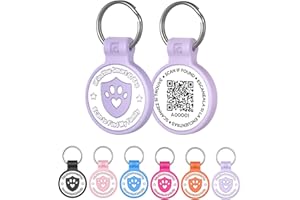 ilFindYou Silicone Cat Tags Personalized Small for Pet Collars, QR Code Cat Name Tags, Scan Location Alerts, Purple S
