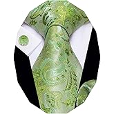 YourTies Paisley Tie Sets Floral Necktie Handkerchief Cufflinks Set Silk Woven Ties Business Wedding Party