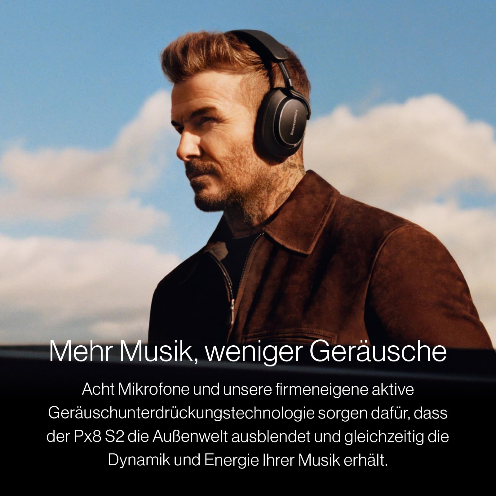 Bowers & Wilkins Px8 S2 Kabellose Noise-Cancelling Kopfhörer mit Bluetooth Audio, Schnellladefunktion, 30 Stunden hochauflösende Wiedergabe & Mikrofon - Onyx Schwarz 3