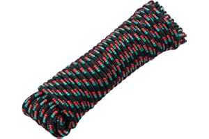 SDLTHR Diamond Braid Polypropylene Rope, 3/8" 50 ft General-Purpose Utility Rope, Marine Rope, All Purpose, Utility Cord Tie Down Rope for Camping, Climbing, Dock Lines, Indoor and Outdoor Use, Black