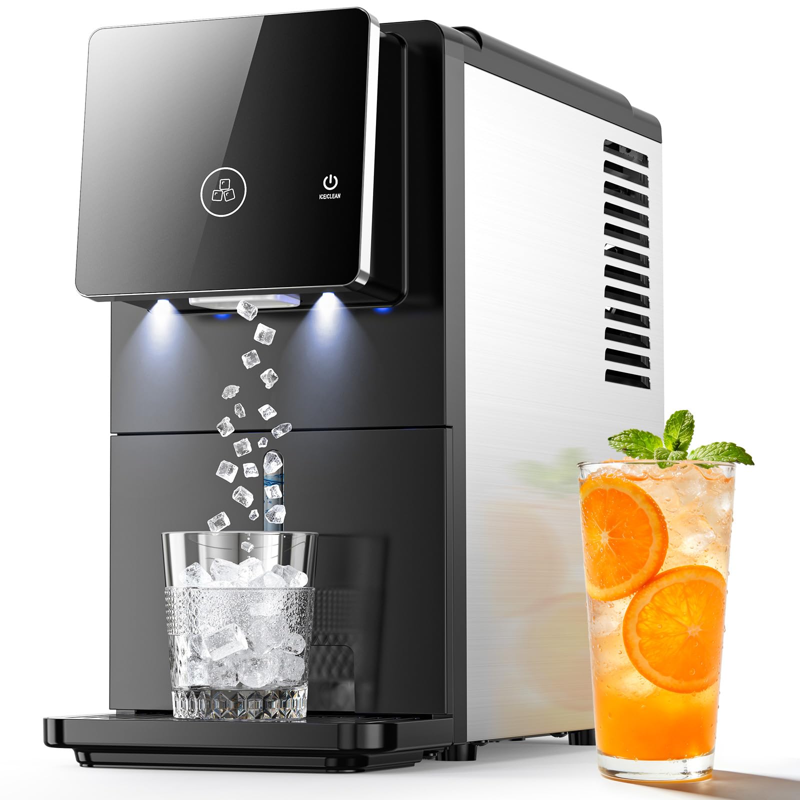 COWSAR Nugget Countertop Ice Maker, 33 lbs/Day Chewable Pellet Ice Machine with Self-Cleaning, Auto Lighting & Measured Dispe