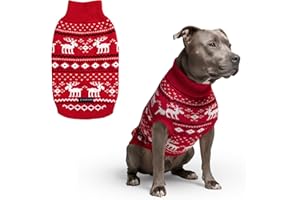 Spark Paws Christmas Dog Sweater – Ultra Soft Holiday Knit Sweater for Small, Medium & Large Dogs, Cute Pet Sweater for French Bulldogs & Big Dogs, Easy Potty V Cut Design Jacket - (Dasher Red,3XL)