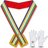 Premium OES Sash - Masonic Order of the Eastern Star (Five Colors) with Complimentary Cotton Gloves