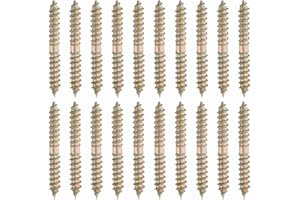 MECCANIXITY 20 Pcs Double Ended Screws, M5 x 40 mm Carbon Steel Hanger Bolts, Self-Tapping Wood Dowel Screws for Wood Joint F
