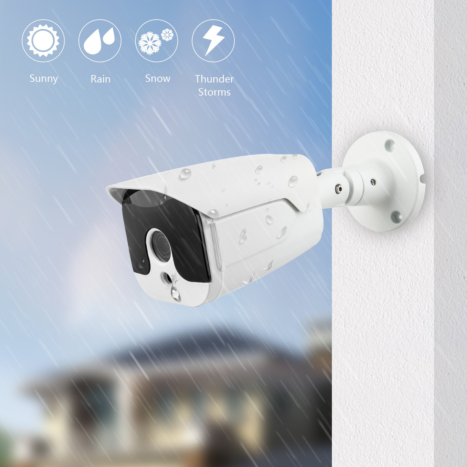PoE Security Camera, 720P Weatherproof Surveillance IP Camera Night Vision Motion Detection Free APP Remote Viewing Outdoor/Indoor (720P)