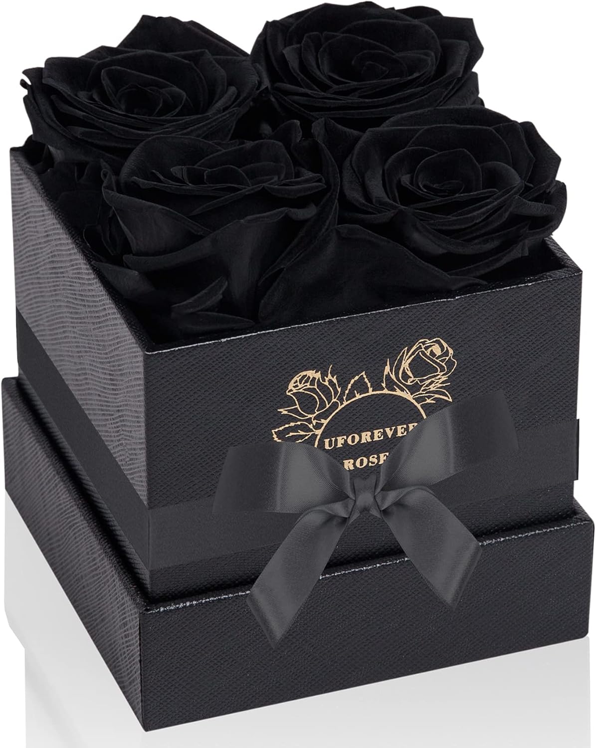 Dried & Preserved Flora - UFOREVER ROSES Preserved Roses in a Box Mothers Day Valentines Day Gifts for Her, Real Roses That Last a Year and More, Eternal Roses for Her, Christmas Day, Birthday, Anniversary Day (Small, Black)