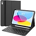 CHESONA Keyboard Case for iPad (A16) 11th/10th Generation (2025/2022), Detachable Wireless Keyboard, Stand Folio Keyboard Cover with Pencil Holder, Thin & Light (Black)