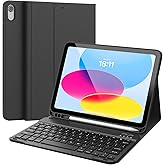 CHESONA Keyboard Case for iPad (A16) 11th/10th Generation (2025/2022), Detachable Wireless Keyboard, Stand Folio Keyboard Cover with Pencil Holder, Thin & Light (Black)