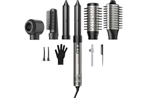 7MAGIC Hair Dryer Brush & 6 in 1 Hair Styler, Silver, 110 Volts, 1200 Watts, Ionic Technology, Fast Drying, Multi Styler for Straight, Wavy, Curly, and Coily Hair