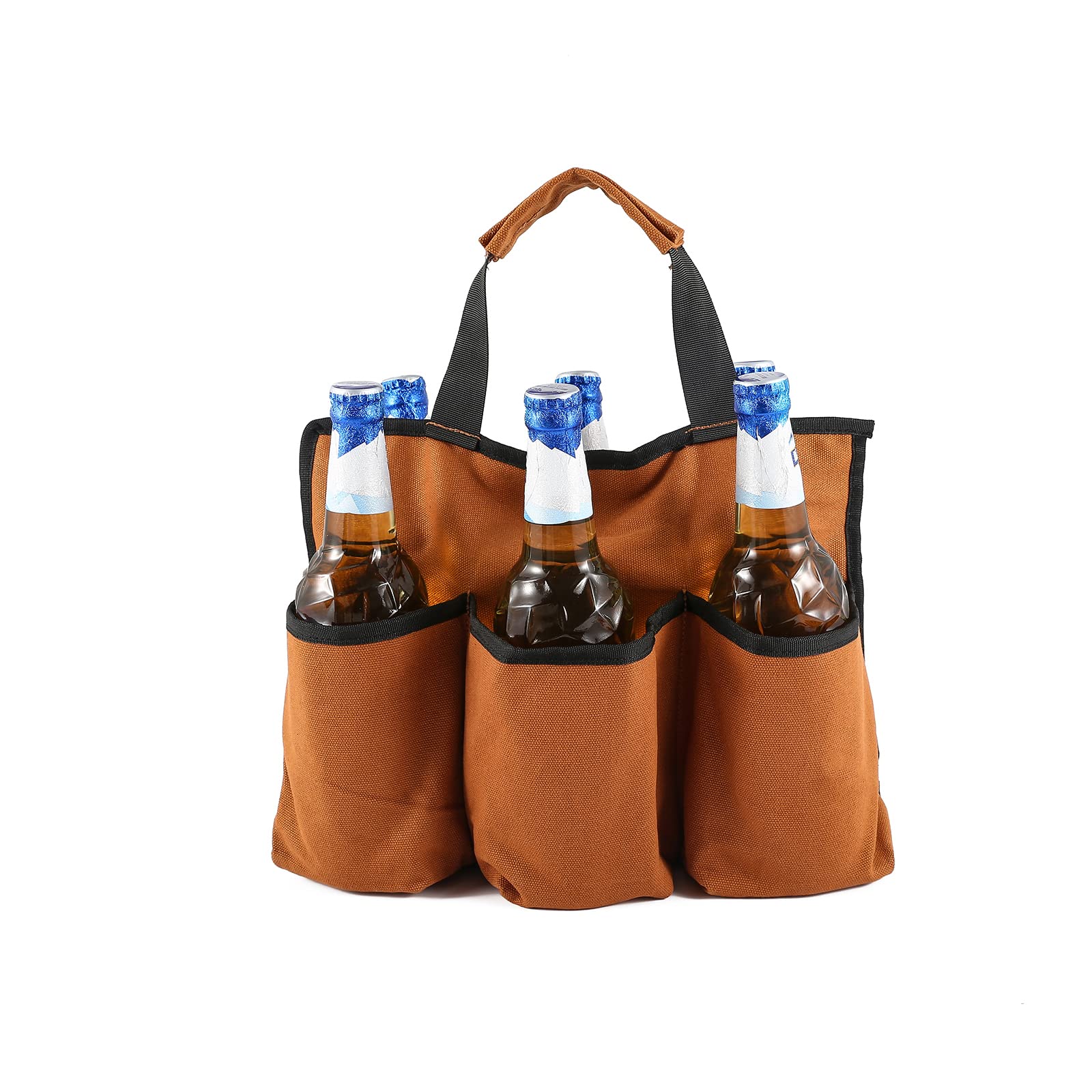 6 Cups Bottle Carrier Bag Box, Reusable Drinks Carrier for Delivery Insulated Beverage Beer Caddy with Handle, Soft Cool Bag for Picnic Camping BBQ Fishing Hunting Outdoors Activities Takeout