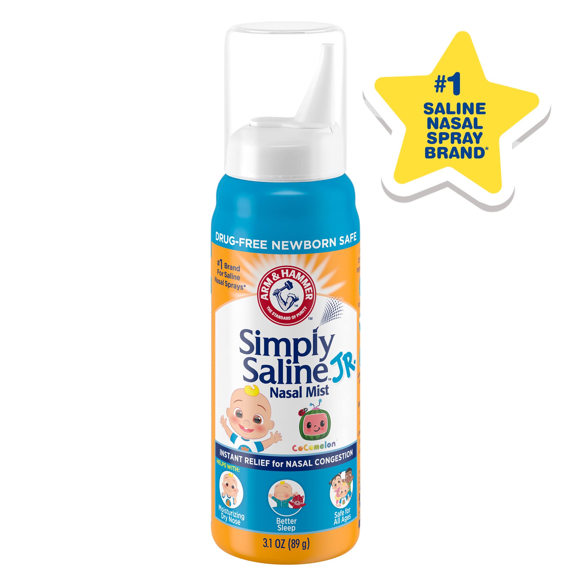 ARM & HAMMER Simply Saline Kids Nasal Mist, Saline Spray for Gentle Nasal Congestion Relief, 3.1 Oz