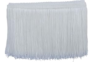 MONIDOOR Chainette Fringe Trim 6 Inch 10 Yards Tassel Fringe Trim for Sewing Craft DIY Decoration(909 White)