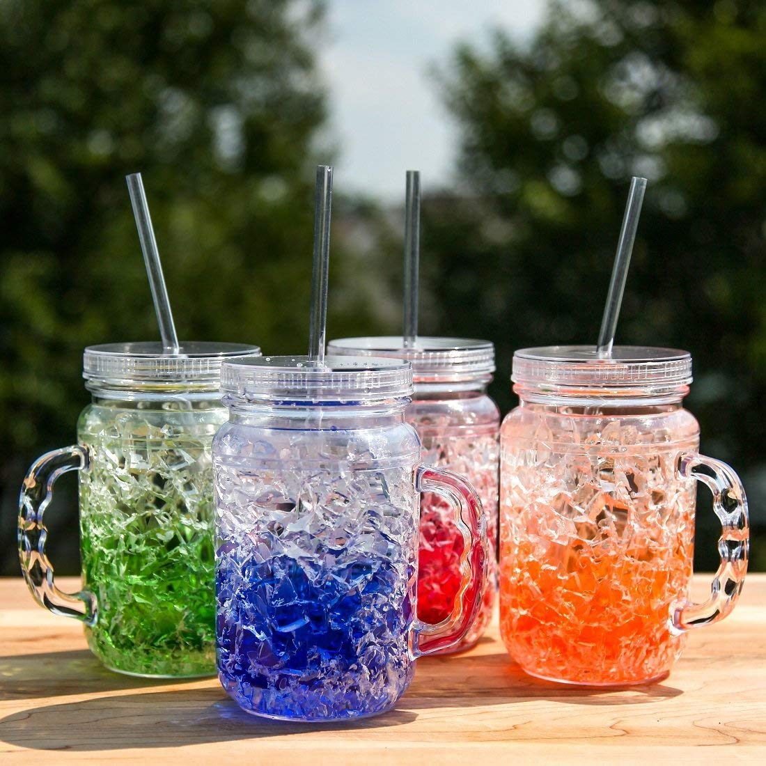 Drinking Jars Lilys Home Double Wall GelFilled Acrylic Freezer Mason