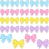 JarThenaAMCS 20 Pcs 3D Bow Silicone Focal Beads Colorful Bulk Bowknot Shape Silicone Beads Coquette Bow Tie Loose Rubber Bead for DIY Crafts Pen Keychain Making