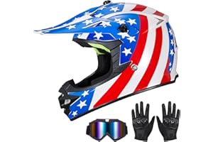 MXJ GEAR Youth Kids Dirt Bike Helmet for Boys & Girls,F001 Full Face Motorcycle Helmet for Off-Road ATV Street Riding Four Wheeler Mountain Bike with Goggles Gloves,DOT Approved