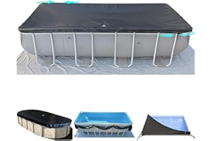 SIHAIAN 16x32Ft Rectangular Pool Cover with Side Storage for Oval and Rectangular Above Ground Pool, One-Piece Solar Oval Pool Cover, Preventing Waterlogging, UV and Weather Resistant WP:10000kPa+
