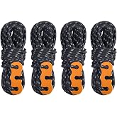 TRIWONDER Reflective Guyline, Tent Cord Nylon Paracord Rope with Guyline Adjuster for Camping Tent, Outdoor Packaging (Black - 4 Pack)