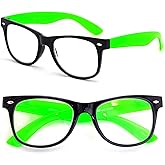 V.W.E. 2 Pairs Transparent Neon Color Deluxe Reading Glasses - Comfortable Stylish Simple Readers Magnification