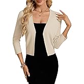 GRACE KARIN Women's 3/4 Sleeve Cropped Cardigan Sweater Lightweight Open Front Dressy Causal Shrug Spring Fashion