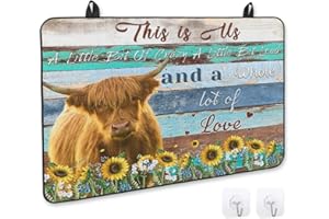 T&H XHOME Stove Cover, Stove Top Covers for Electric Stove, Rustic Farm Cow Sunflower Retro Wood Large Cooktop Cover Protector Heat Resistant Foldable Rubber Anti-Slip Mat for Glass Stove Top 28.5"x20.5"