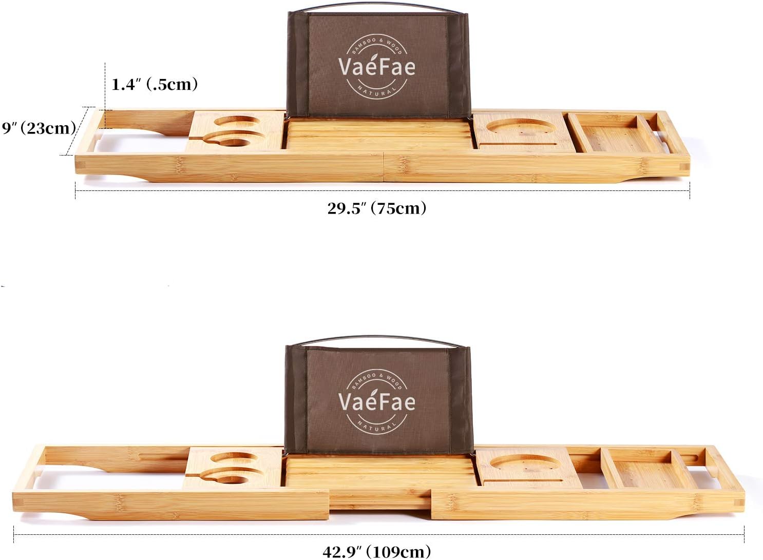 Bamboo Bathtub Caddy Tray, Expandable Bath Tray for Tub with Upgraded Wine Slots and Book Holder - Ideal for One or Two Person Use: Kitchen & Dining