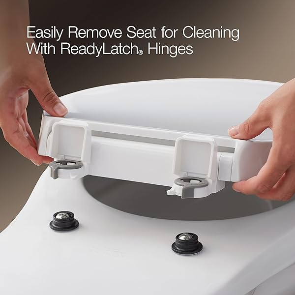 KOHLER 4636-RL-0 CACHET READYLATCH ELONGATED TOILET SEAT SLOW CLOSE, SOFT CLOSE TOILET SEAT QUIET LID, CONTOURED GRIP-TIGHT BUMPERS INSTALLATION HARDWARE, APARTMENT ESSENTIALS, WHITE