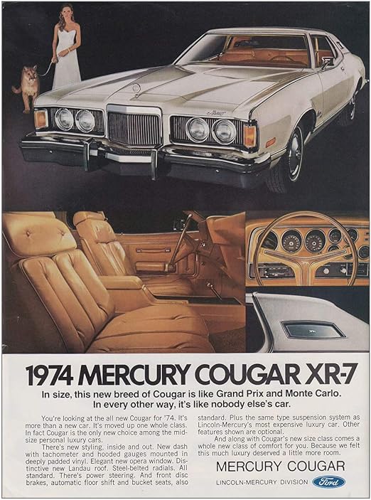 Amazon Com Relicpaper 1974 Mercury Cougar Xr7 In Size This New Breed Of Cougar Ford Print Ad Posters Prints