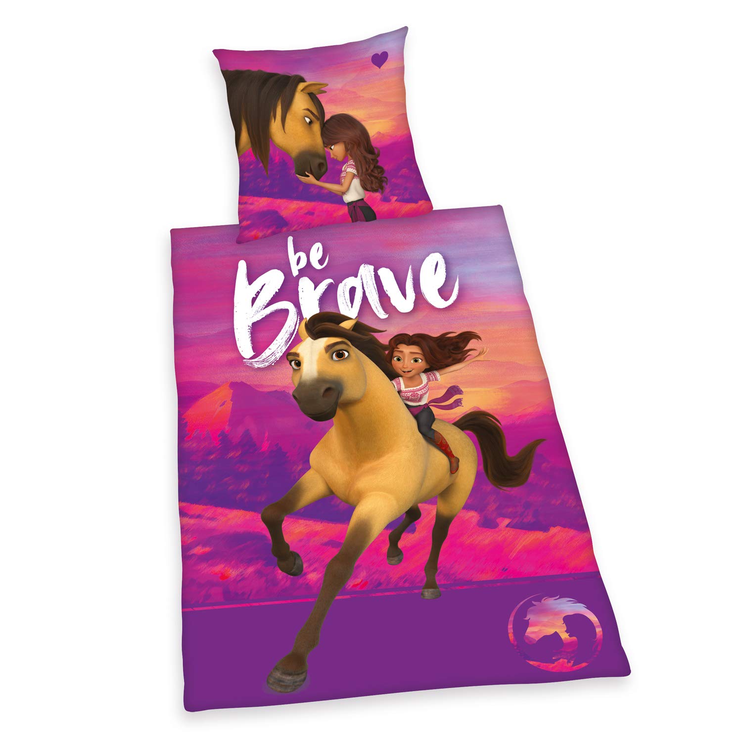 Herding Bedding Set, Cotton, Purple/Pink, 80 x 80 cm, 135 x 200 cm