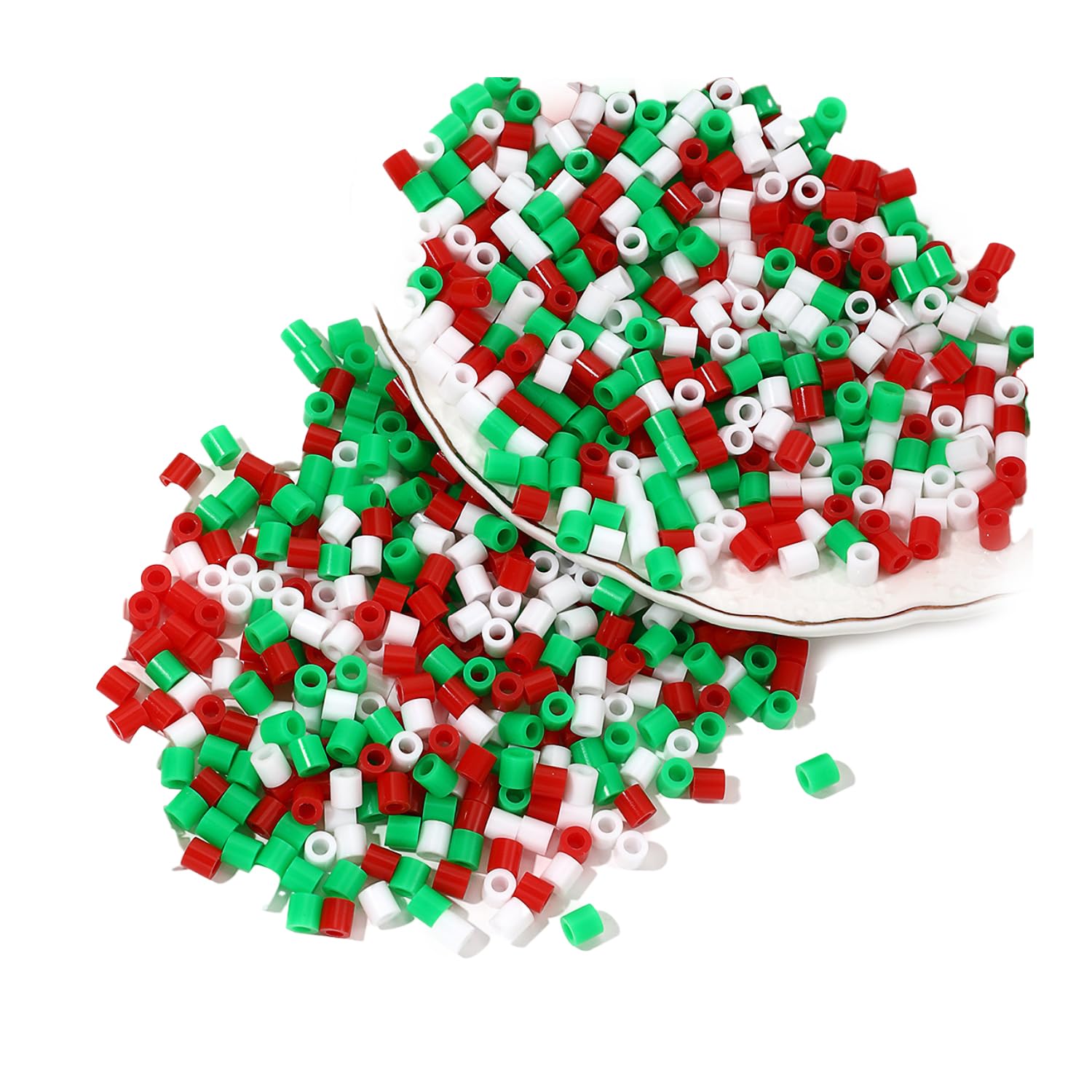 MEISH 1000pcs 5mm Round Plastic Christmas Craft Beads - Red, Green, White