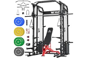 Major Fitness Drone2 Advanced Training Smith Machines– All-in-One Home Gym Squat Rack with Aluminum Pulley Set , Weight Bar, Dual LAT Pull-Down Systems & Cable Crossover Machine for Full-Body Workouts