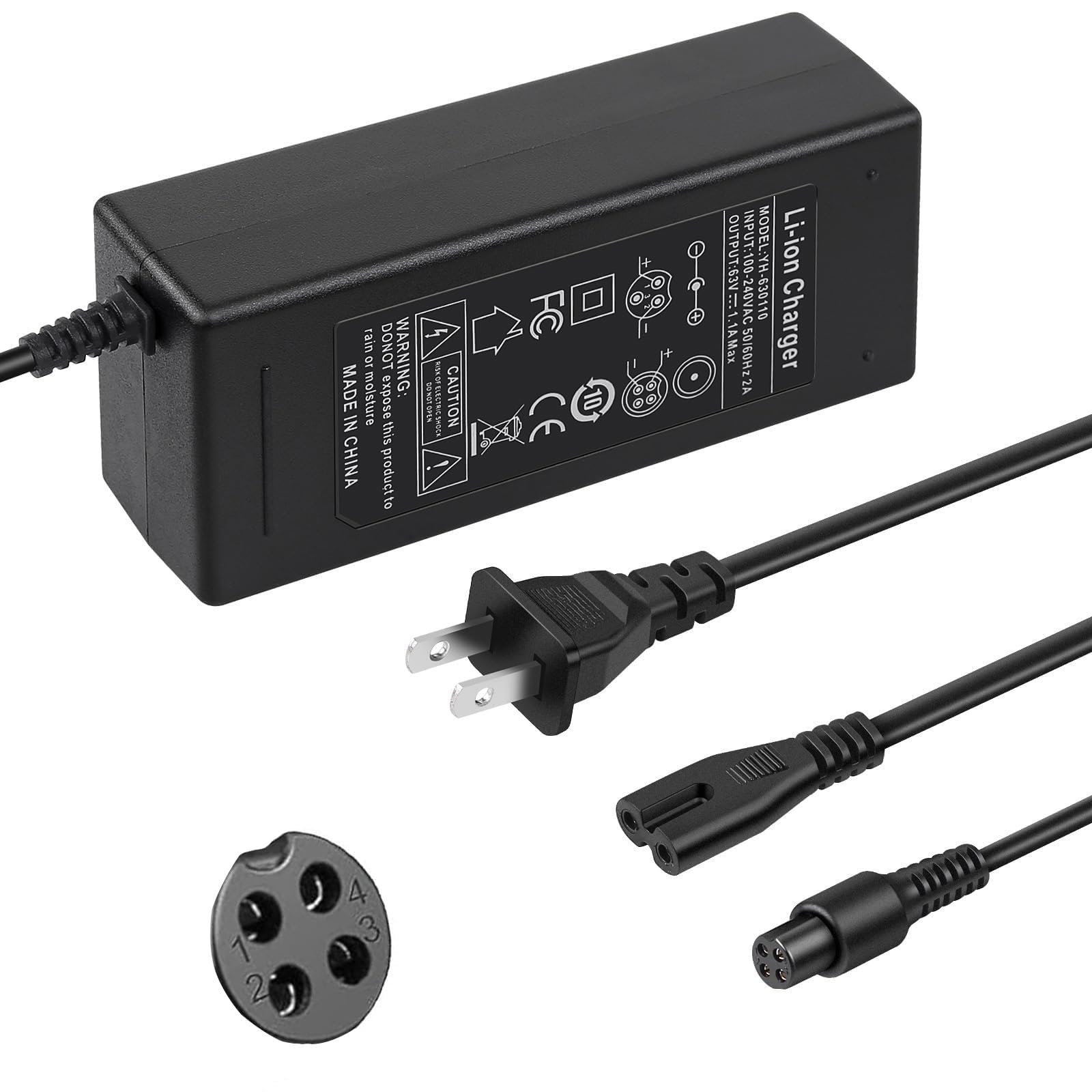 Photo 1 of 70W 63V 4-Pin Charger Replacement for Segway Ninebot S/Mini PRO/Mini lite / L8 / One A1/ One S2/ S-MAX, N3M240, N3MM240,Go Kart Kit, Gokart PRO4 with 4 Prong