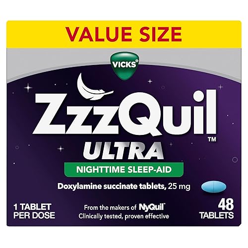 ZzzQuil ULTRA, Sleep Aid, Doxylamine Succinate 25mg, Sleep Aids for Adults, Nighttime Sleep Aid, 48 Tablets