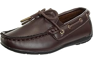 Josmo Boys Moccasin Driving Loafers – Casual Dress Penny Slip On Boat Shoes Black Brown Navy (Toddler-Little-Big Kid) (Size 5 Toddler- Size 4 Big Kid)